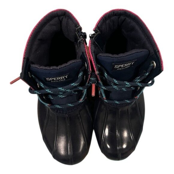 Sperry Girls Saltwater Jr Waterproof Boots Navy/Multicolor Size 10M New In Box - Picture 10 of 11